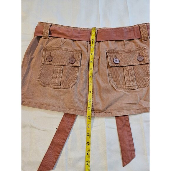 Vintage Y2K Refuge Cargo Micro Mini Skirt size 9 Peach/Brown Corduroy Pockets NE - Picture 5 of 5
